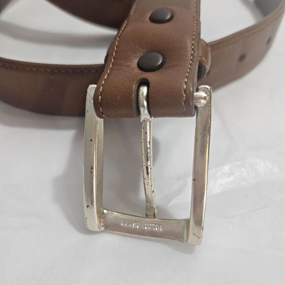 Allen Edmonds Brown Leather Belt Sz 38 Brass Buckle the Casual Belt 96630 - Picture 6 of 7